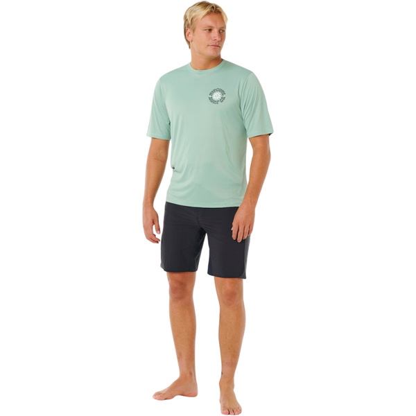 2026 Rip Curl Mens Pacific Rinse Surflite UPF Short Sleeve Rash Vest 16ZMRV - Aloe